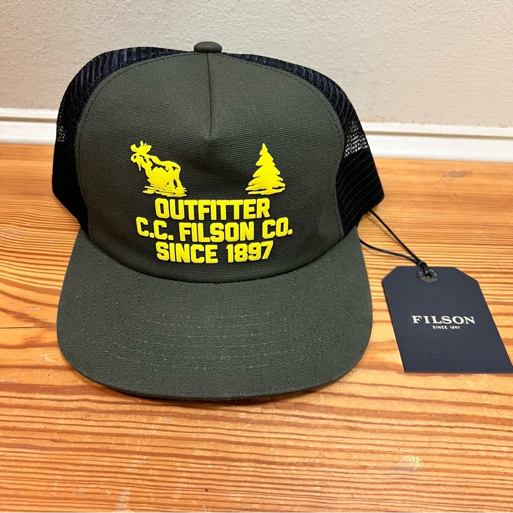 Filson Olive and Black Cap with Yellow Logo